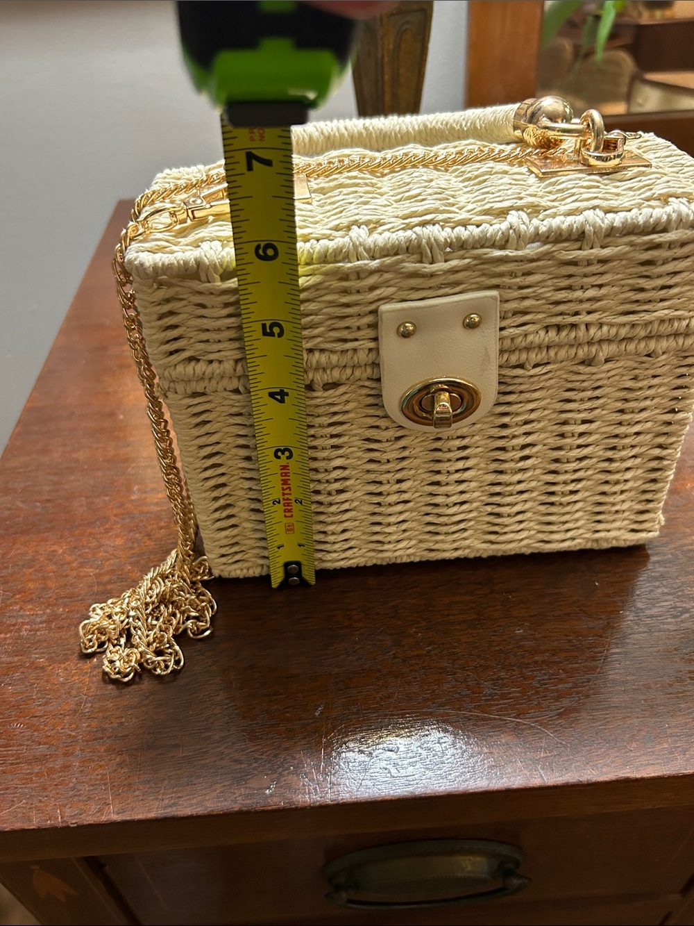 Woven Box Crossbody Bag in Natural Cream with Gold Hardware - Picture 4 of 7